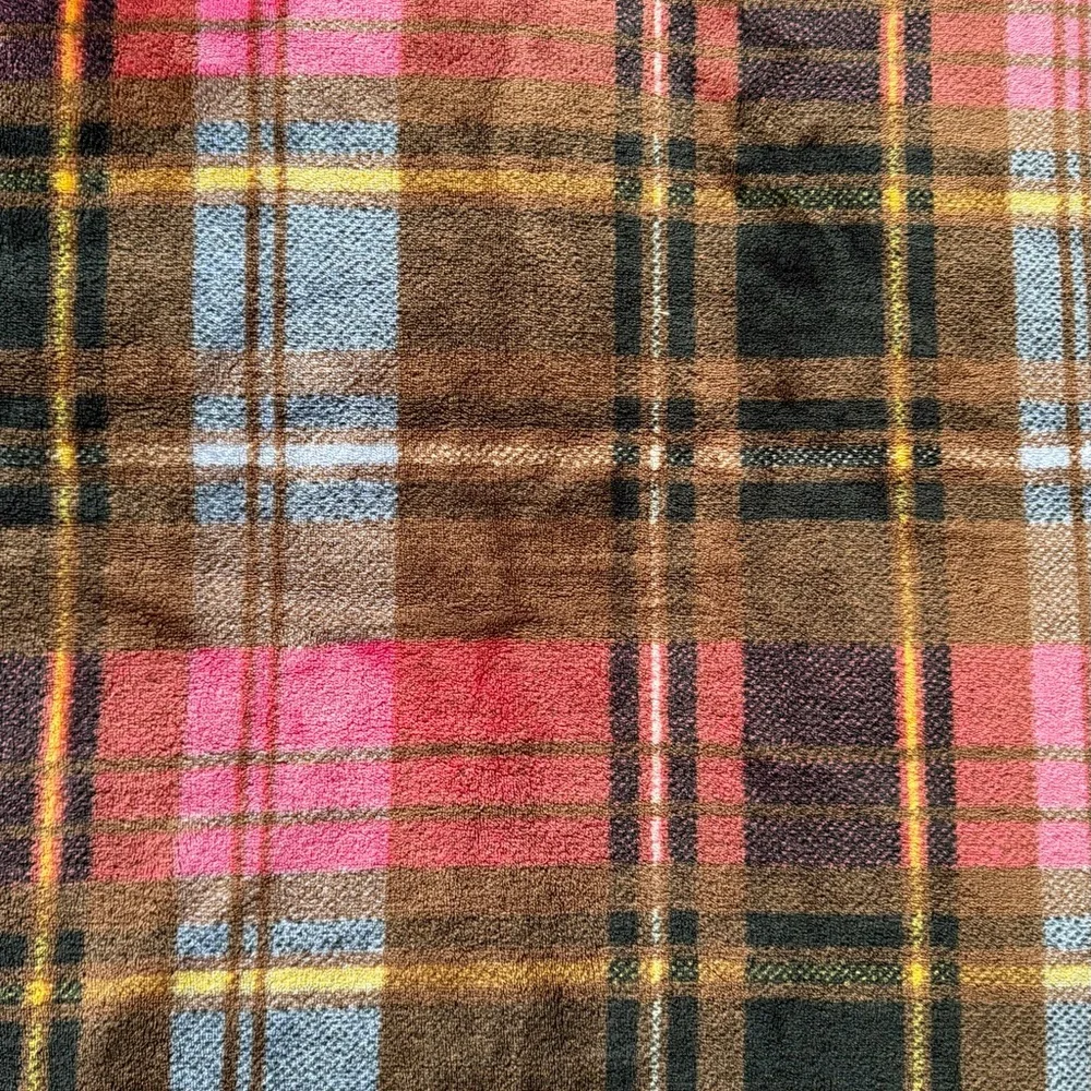 Vera Bradley Cozy Throw Plaid Blanket Pink Brown - Picture 2 of 5